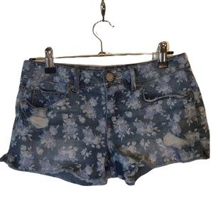 ☀️Like New! Aeropostale Distressed Denim Floral Jean Shorts size 4